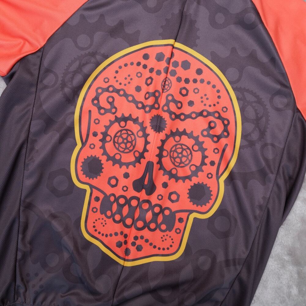 Primal Los Muertos Red Yellow Gray Cycling Jersey Full Zip Shirt Mens Size M - Picture 9 of 11